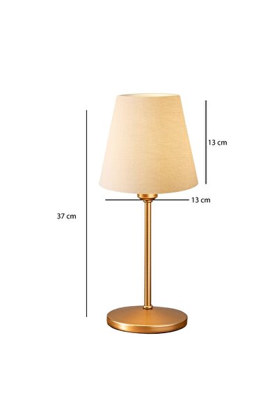 HOMİNG Gold Cream Fabric Headboard Gold Body Lampshade