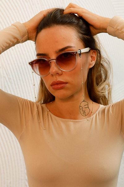Modex Gold Face Figure Glasses Chain