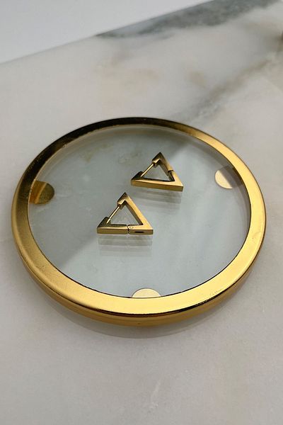 Modex Steel Gold Color Triangle Earrings