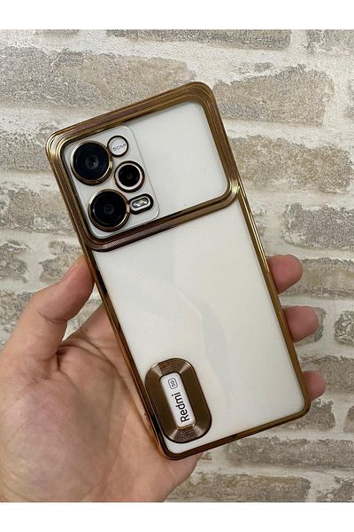 Vip Case Redmi Note 12 Pro 5g (في الخارج) حماية الكاميرا شعار شفاف يظهر الحواف لامعة فاخرة أوميغا
