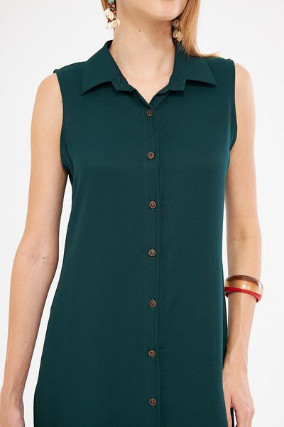 armonika Rochie de damă cu guler smarald - cu nasturi, ARM-17Y00028