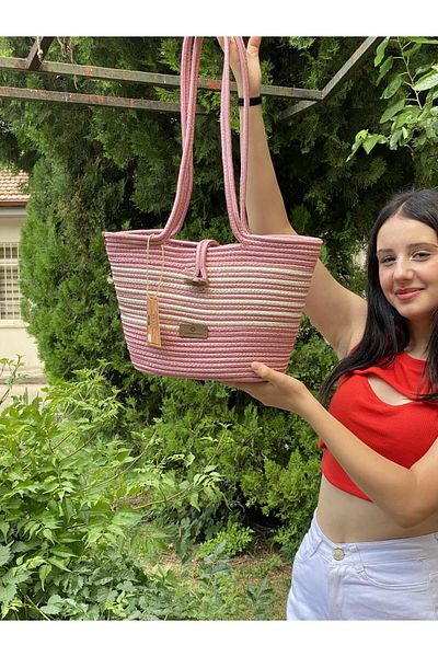 ModaCardin Τσάντα παραλίας και ώμου - Τσάντα χειρός Jute Straw Look