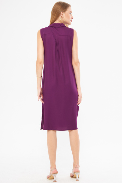 armonika Women's Plum Collar Dress - Buttoned, ARM-17Y00028