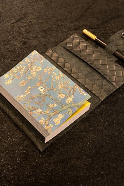 MAT Deri Genuine LeAther BlAck Wicker A6 Design DAily NotepAd - Gift Pen Set