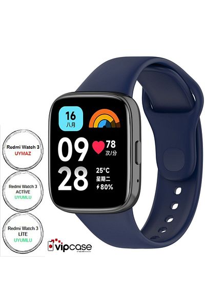 Vip Case سوار سيليكون لساعة Xiaomi Redmi Watch 3 Active الذكية - متوافق مع Watch 3 Lite
