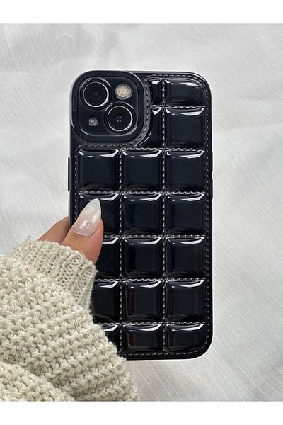 Vip Case حافظة VIVID لامعة متوافقة مع هاتف iPhone 13 مع تفاصيل خياطة منقوشة وألماس