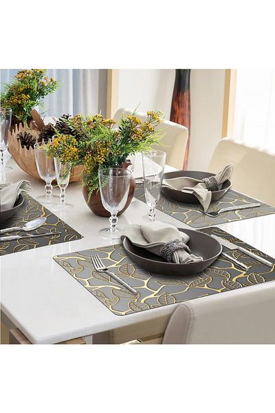 AsMat Paw Set of 6 Waterproof Tree and Flower Patterned American Serving Runner Plates and Coasters