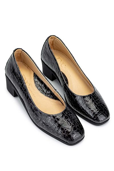 Tamer Tanca Genuine Leather Black Patent Leather Women's Heeled Shoes