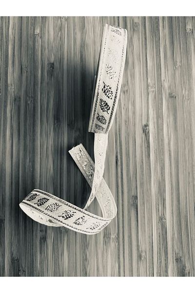 Öztürk White Silver Glitter Decorative Strip - 25mmx25meter No:3