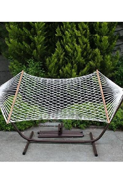 TORUN HAMAK Tek Kişilik Çift Kat Krem Vişne Renk Makrome El Örgülülüks Hamak ...