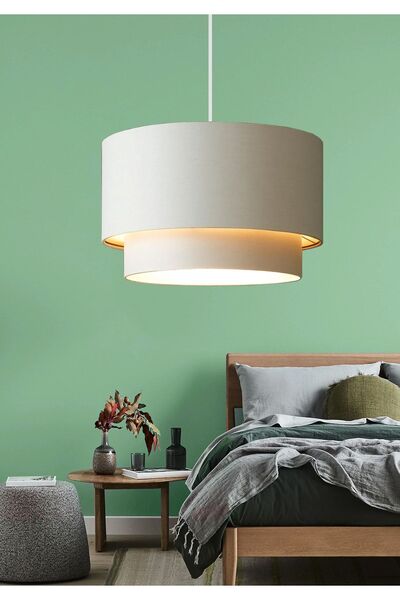 HOMİNG Home Krem Kumaş Modern Sarkıt Avize Iç Ve Dış Kumaştır-ayd-3002