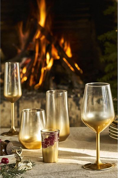 Paşabahçe Set of 6 Gold Gradient Water Glasses 425cc