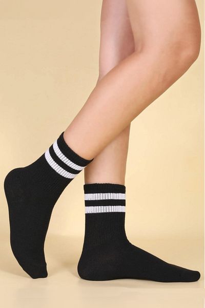 BLACK DEER Чорапи за тенис на райета, унисекс, 2 броя, черни