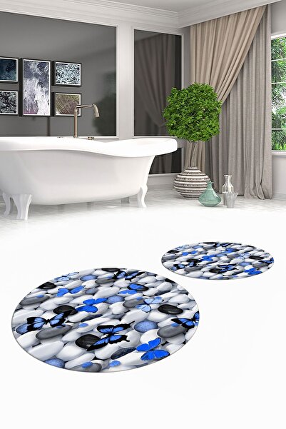 EY HOME 3D Digital Washable Non-Slip Butterfly Pattern Double-Sided Bathroom ...