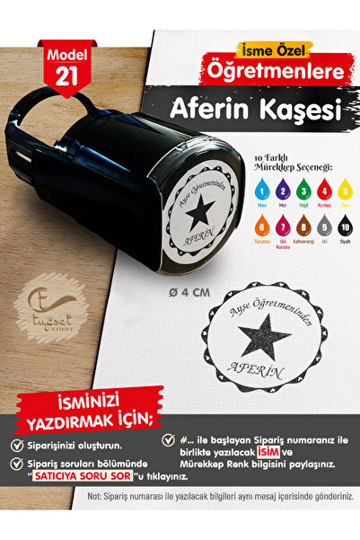 t tuğset etiket İsme Özel Öğretmenlere Aferin Kaşesi - Aferin Mühürü M21-T664