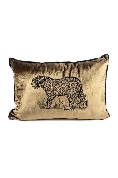 Mikasa Moor Pernă cu broderie leopard de culoare cafea - 40x60