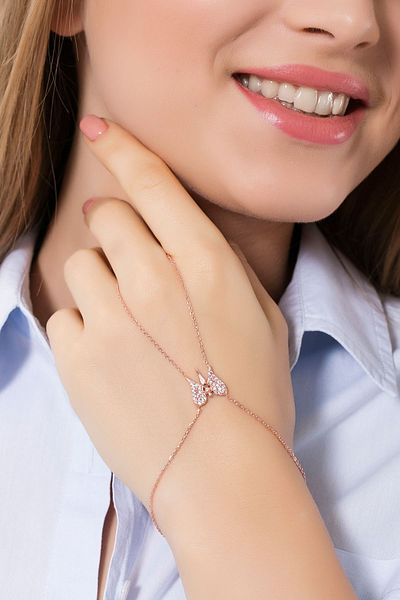 Modex Women's Angel Figured Zircon Stone Rose Şahmeran SM9998