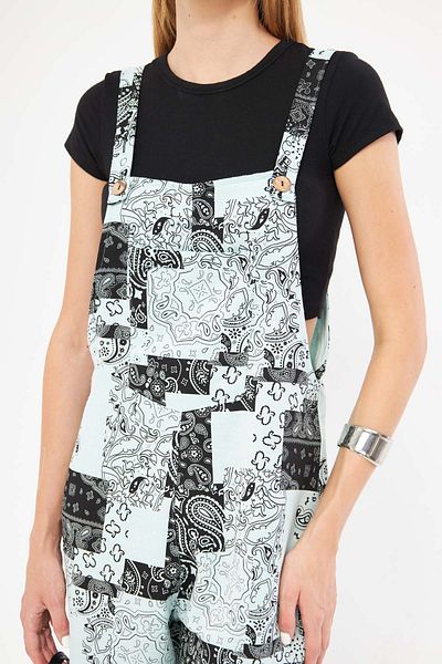 armonika Mint Patterned Women's Gardener Jumpsuit - ARM-24Y 001106
