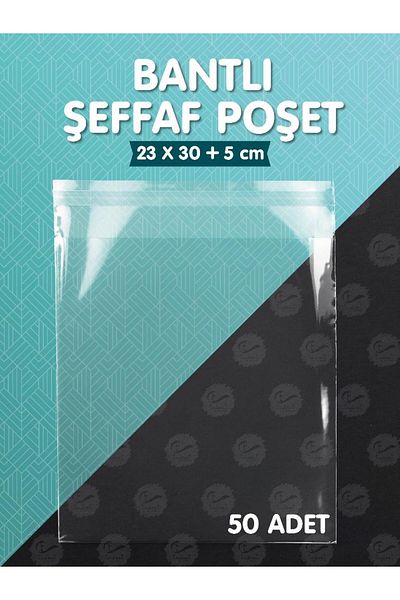 t tuğset etiket Transparent Bag with Tape (23x30+5cm) 50 Pieces Shiny Gelatin Package Gift Bag -T956