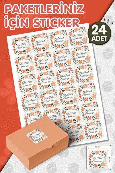 t tuğset etiket Bu Paket Senin İçin Sticker 24 Adet 4,6cm Opak Sticker Yapışk...