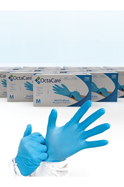 Octacare OCTAMED Pudrasız Mavi Nitril Eldiven ORTA (M) - 100'lü