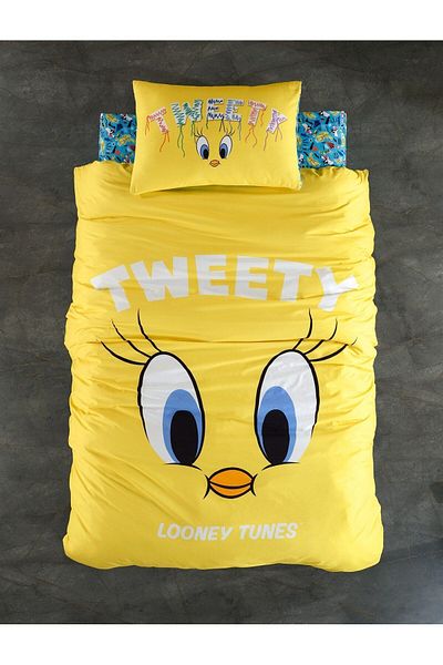 Warner Bross مجموعة غطاء لحاف قطني فردي من Warner Bros Looney Tunes