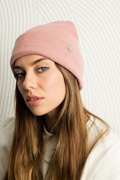 Modex Basic Beret Knitwear Hat with Brooch Detail