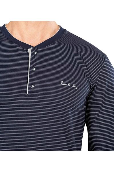 Pierre Cardin Set de pijamale cu mâneci lungi cu dungi bleumarin pentru bărbați
