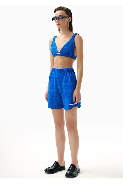 KNTLGY Blue Towel Elastic Women's Bikini Top