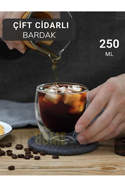 Jet's Home 250 ml Double Wall Cup Non-Hand-Burning Cup Coffee Cup Magnolia Cup