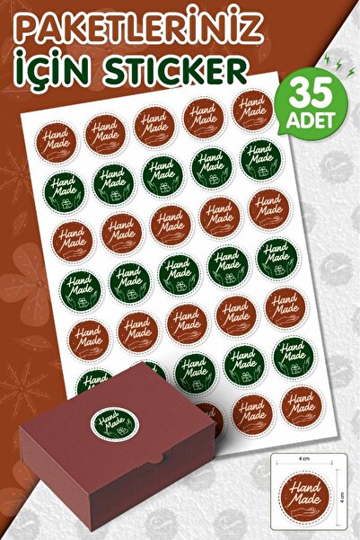 t tuğset etiket Hand Made Sticker 35 adet 4cm Hand Made Yapışkanlı Etiket-T987