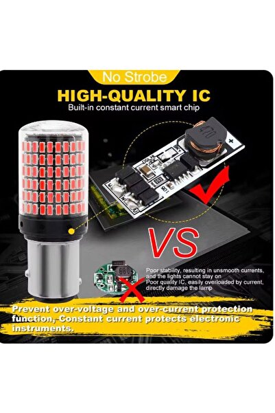 ERAKS CAR ACCESORIES Led Aydınlatma Ampul Stop Fren Lamba 1016 Duy Çift Duy Parlak Kırmızı