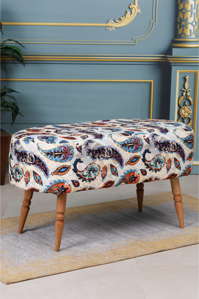 PUFMANYA LUNA MİX OTANTİK LARGE 90 CM DOĞALGÜRGEN AYAKLI PUF KOLTUK BENCH