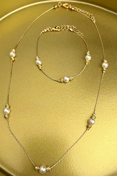Modex Dorika Thin Chain Necklace & Bracelet Set Gift for Lover