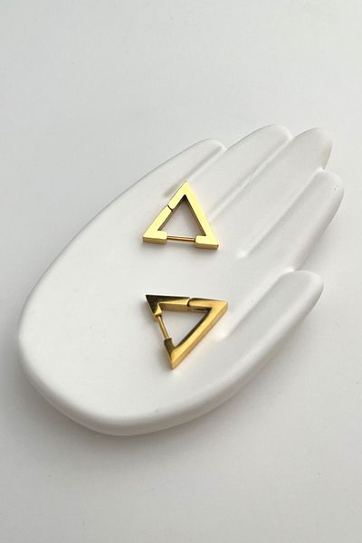 Modex Steel Gold Color Triangle Earrings