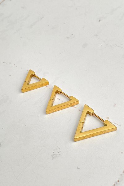 Modex Gold Color Triangle Triple Steel Earrings