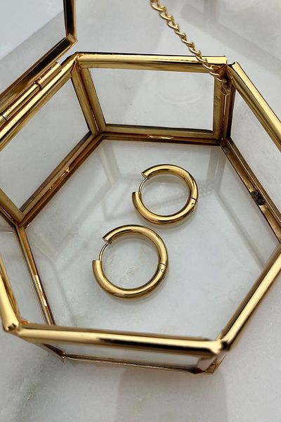 Modex Steel Gold Color Hoop Earrings (2cm)