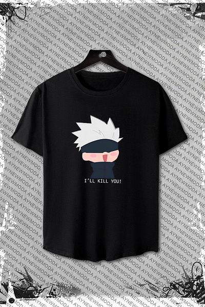 aynewmoda Jujutsu Kaisen - Tricou unisex cu decolteu rotund cu imprimeu Gojo Satoru Anime