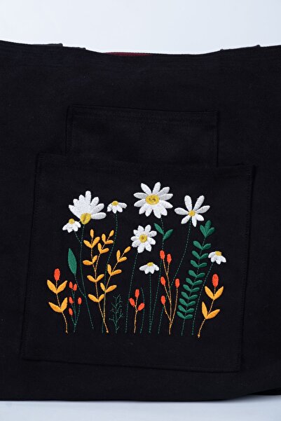 Wings Of Simurg Butikmutik-papaptya Bahçesi Nakış Işlemeli Fermuarlı Kanvas Bez Çanta ve cüzdan TAKIM