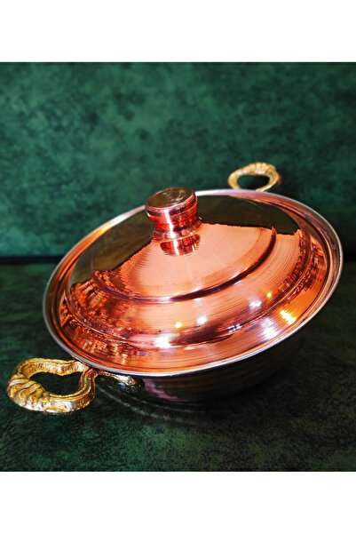 Yıldız çelik Kalın Bakır Ağır El Dövmesi Kapaklı Sahan & Tava 26 cm