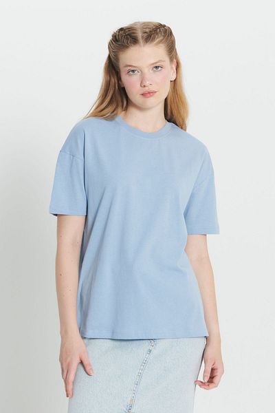 AC&Co / Altınyıldız Classics Дамска тениска Indigo - 100% памук, голяма кройка, кръгло деколте