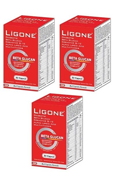Ligone 3 عبوات بيتا جلوكان بروبيوتيك متعدد الفيتامينات - 30 كبسولة