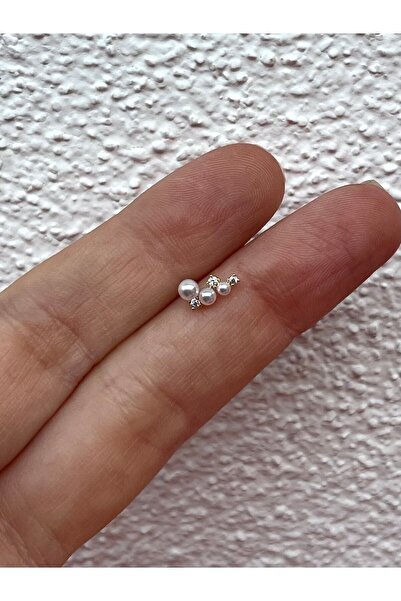 ds denizden silver Tekli Gümüş Minimal Inci Küpe - 1 Adet