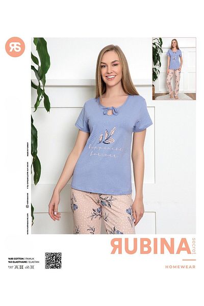 Rubina Secret Set de pijamale de damă cu guler cu fundă 4 anotimpuri