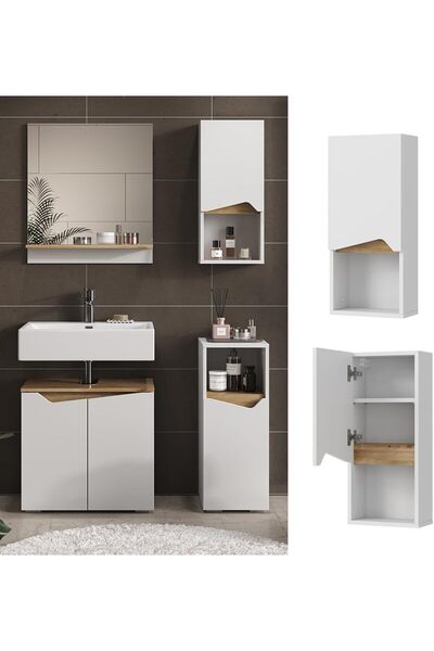 Egecan Mobilya Tek Kapaklı Askıda 3 Raflı Banyo Dolabı Havlu Dolabı Sabunluk Kiler Dolabı Erzak Dolabı Ekmek Dolabı