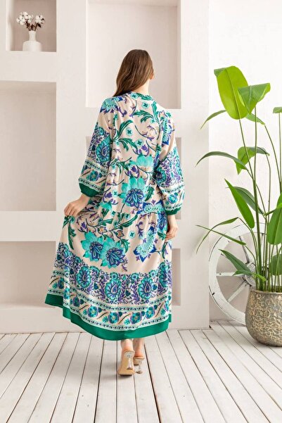 ZF BUTİK Φόρεμα πουκάμισο Hijab με μακριά σχέδια