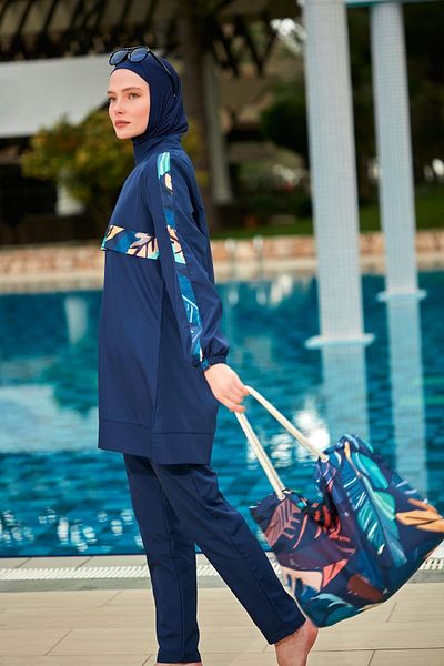 Riva Mera R2413 Model Patterned Full Covered Hijab Swimsuit