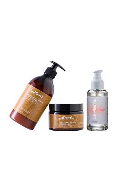 Zayıf Yıpranmış Kırılgan Saçlar İçin Onarıcı Set, Şampuan 500ml, Maske300 ml, Keratin Serum100 ml