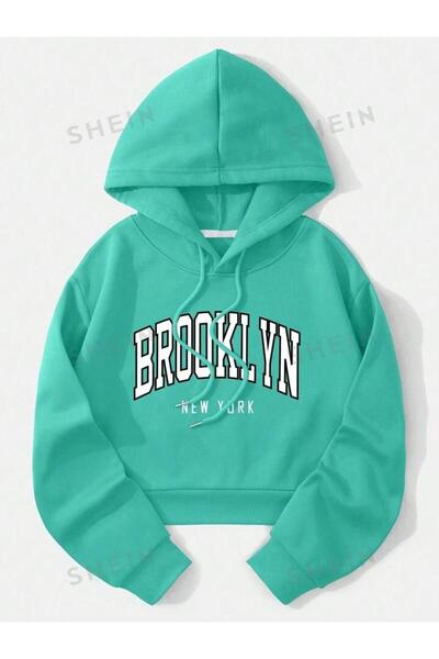 MANCY سترة بروكلين مطبوعة للأطفال كبيرة الحجم بغطاء للرأس