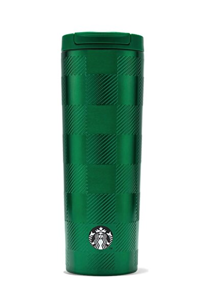 Starbucks ® Ekose Tasarımlı Paslanmaz Çelik Termos - Koyu Yeşil - 473 ml